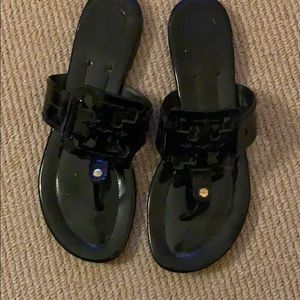 Authentic Tory Burch black patent sandals